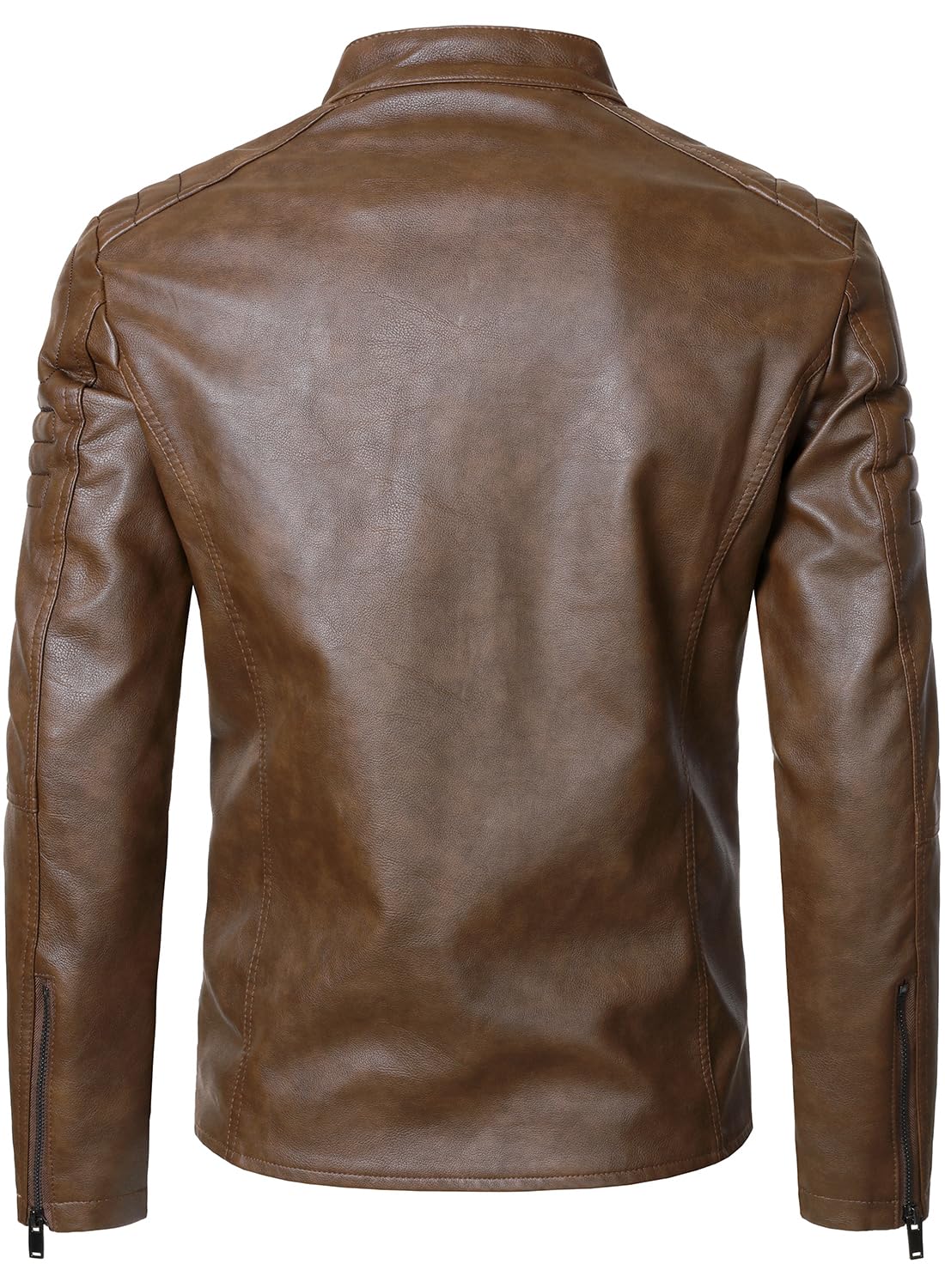 HOOD CREW Herren Kunstleder Motorradjacken Stehkragen Lederjacke Vintage Mäntel Outwear