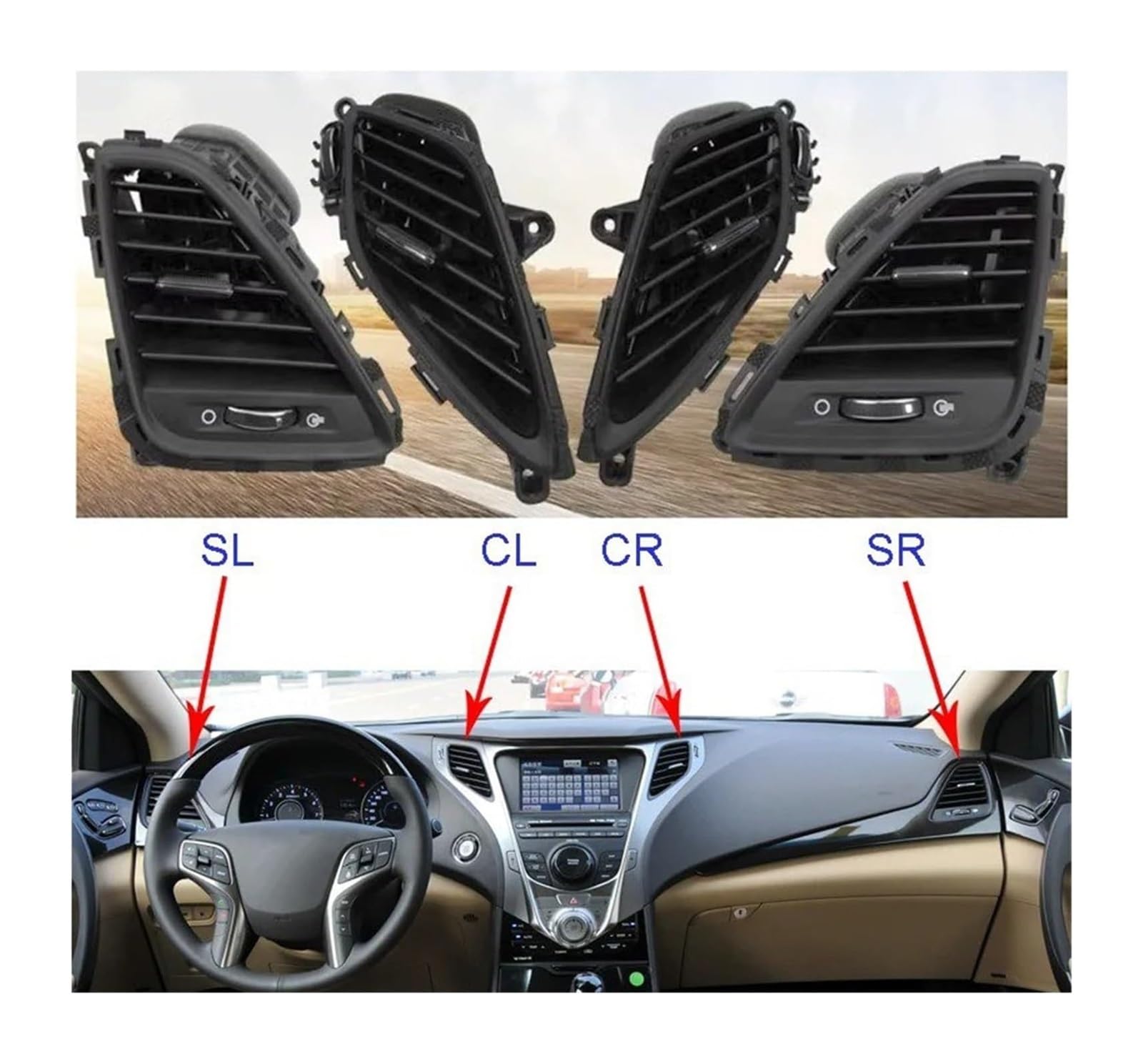Auto Griglia Bocchette Aria Condizionata Per Hyundai Per Azera Per Grandeur 2011-2015 Cruscotto Presa D'aria Condizionata Consolle Centrale Ventilazione Griglia Auto(SR)
