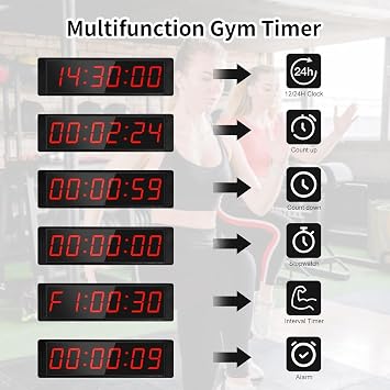 Gym Timer Clock with Start/Stop Button Countdown Timers with Remote