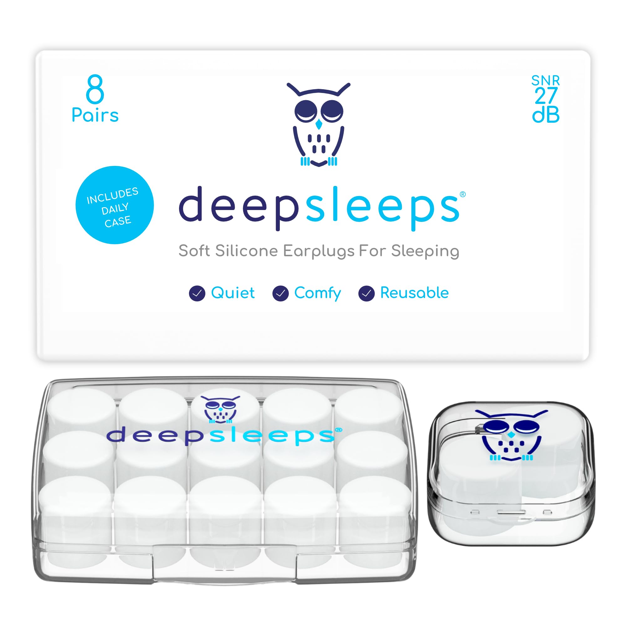 Silicone Ear Plugs for Sleeping 8 Pairs Reusable Soft Waterproof Noise Cancelling Premium Moldable Earplugs for Sleep Snoring Travelling Studying Noise Reduction Deep Sleeps