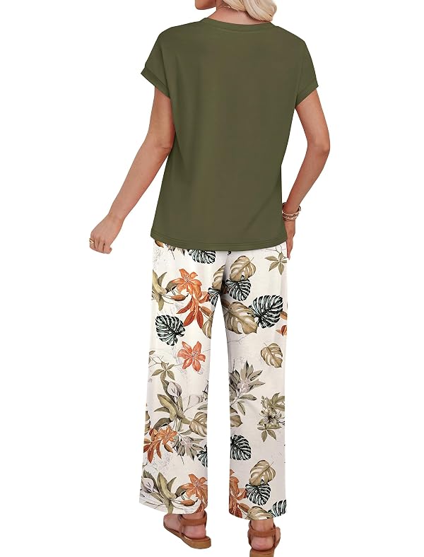 WIHOLL Beach Vacation Clothes for Women Spring Summer Outfits 2026 Two Piece Lounge Sets Pajamas Fashion Clothing Comfy Matching Sets Cruise Outfits Travel Airplane Trendy Tops Green L by WIHOLL - Used condition - Image 5