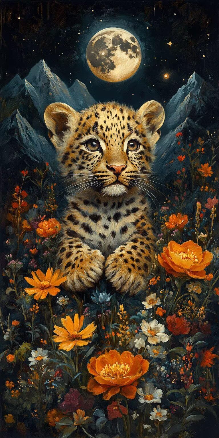 Malowanie według cyfr dla dorosłych Leopard Płótno 90x180cm, Księżyc, k-3