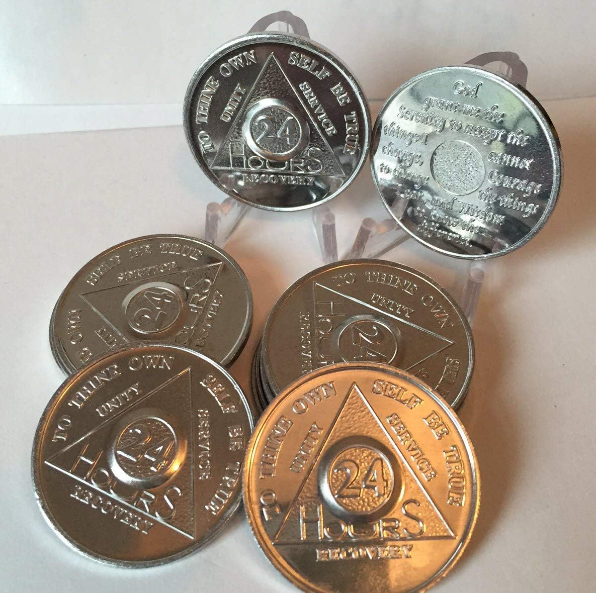 wendells Bulk Lot of 1000 Aluminum 24 Hours AA Medallions 40 Rolls of 25 Chips