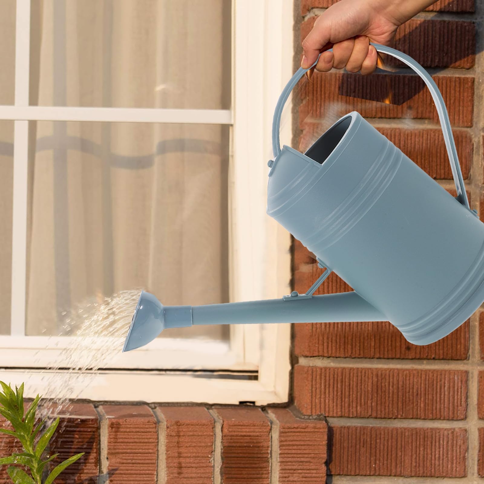 TOYANDONA Regadera Material Plástico y Acero Inoxidable Diseño Delicado de 1.8l Boquilla Larga y Color Azul para Plantas para Jardinería Hogar