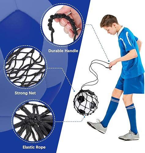 Miniatura 3 de TOBWOLF 2 unidades de entrenamiento de fútbol, red de entrenamiento de retorno de fútbol para pelota de tamaño 3, 4, 5, manos libres, ayuda de