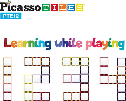 Miniatura 8 de PicassoTiles 60 bloques de construcción magnéticos brillantes + 12 azulejos de espejo, bloques de construcción 3D magnéticos transparentes, juego de
