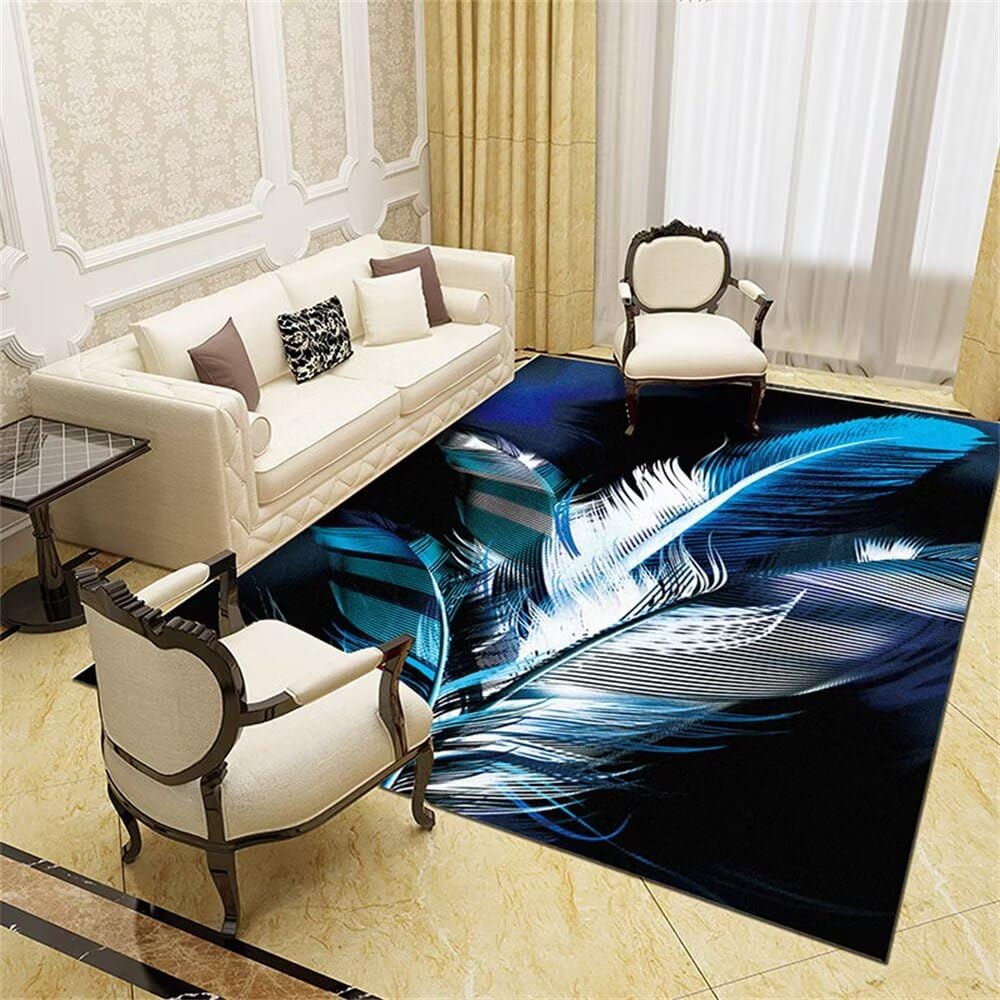 Tapis fille chambre bleu doux idéal pour l'éveil et les jeux au salon