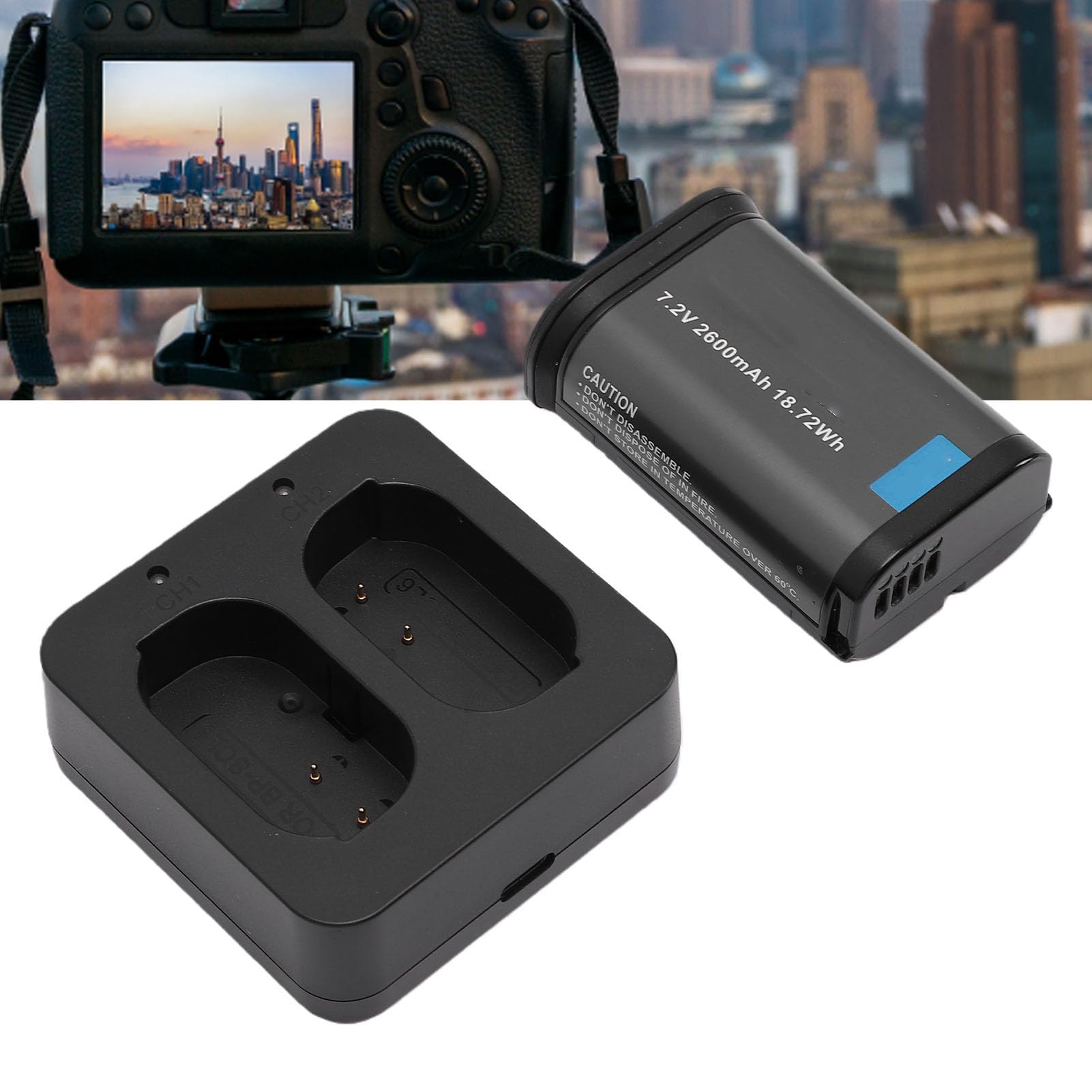 GOWENIC Zamiennik Akumulatora Aparatu i Podwójnej ładowarki USB do BP SCL6 BP SCL4, Akumulator 2600 MAh z Wejściem Szybkiego ładowania PD Typu C do Aparatów Cyfrowych