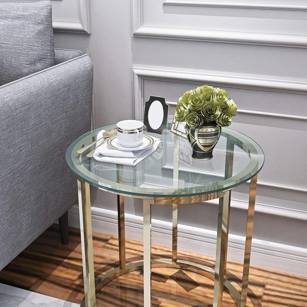 40" Round 1/4" Thick Clear Glass Table Top with Polished Edge, Replacement Glass Table Top for Dining Tables, end Tables, and Outdoor Patio Table Tops(85cm)