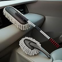 Porslin 2 Pcs Set Microfiber Car Duster Kit Interior & Exterior Cleaning Detailing Brush Scratch & Lint Free Extendable Long Handle Duster for SUV, Motorcycle