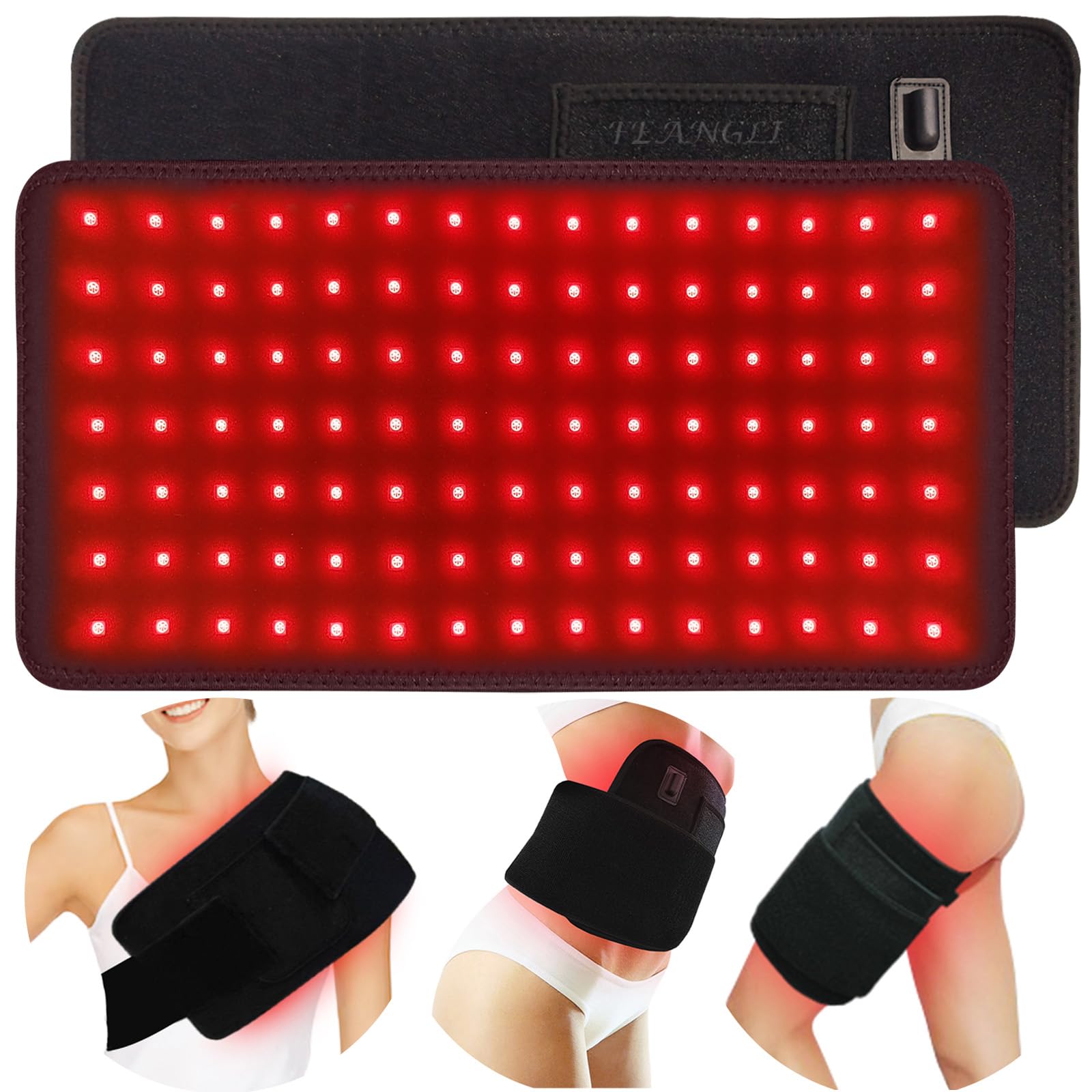 feangli Infrared Red Light Therapy Wearable Infrared Light Wrap with Timer 3-in-1 Chips 660nm&850nm for Body Pain Relief, Decrease Inflammation, Recovery