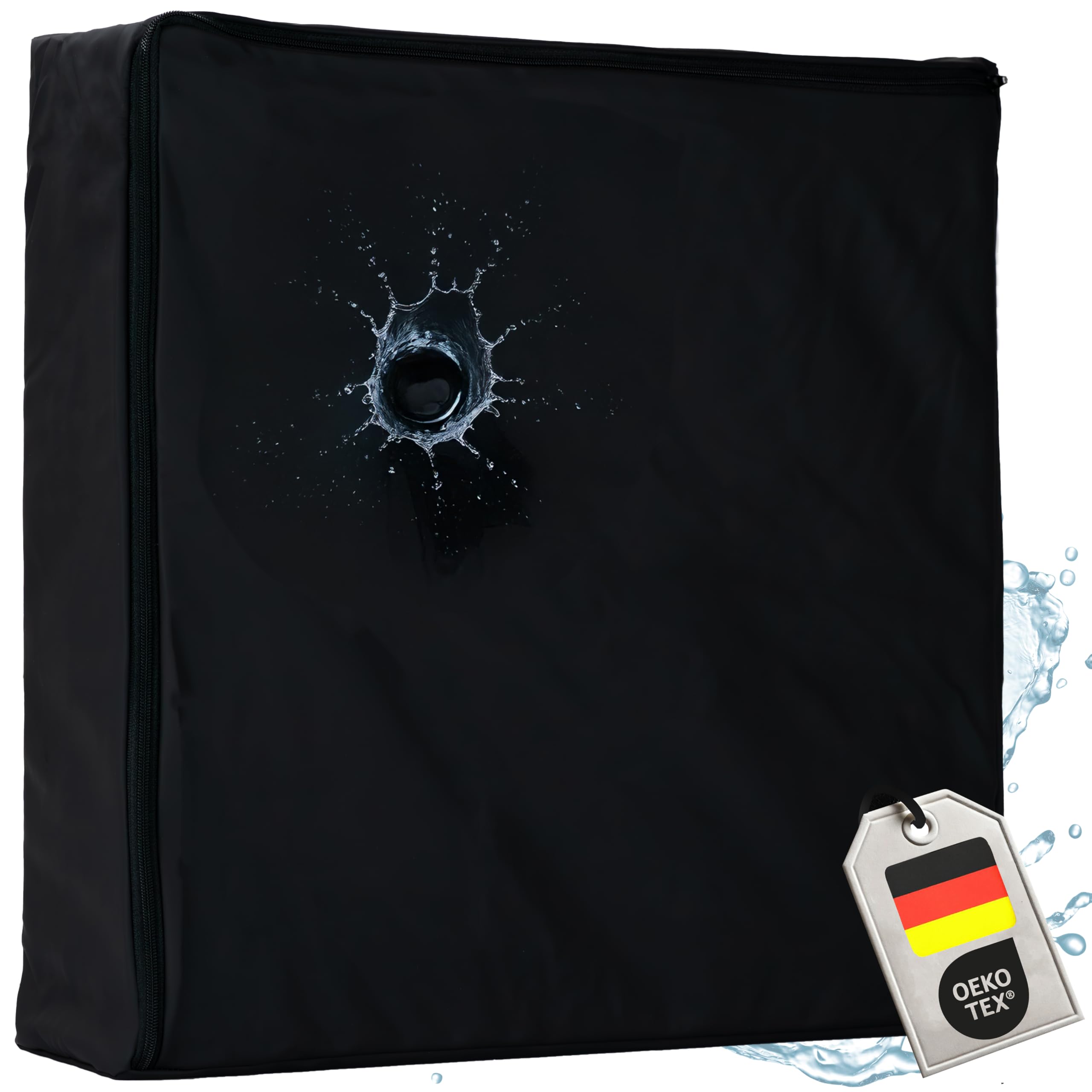 Orthopädisches Anti Dekubitus Gelschaum-Sitzkissen 40x40x10 cm – Made in Germany | (Schwarz, RG 85 (mittel) Wasserabweisend schwarz)