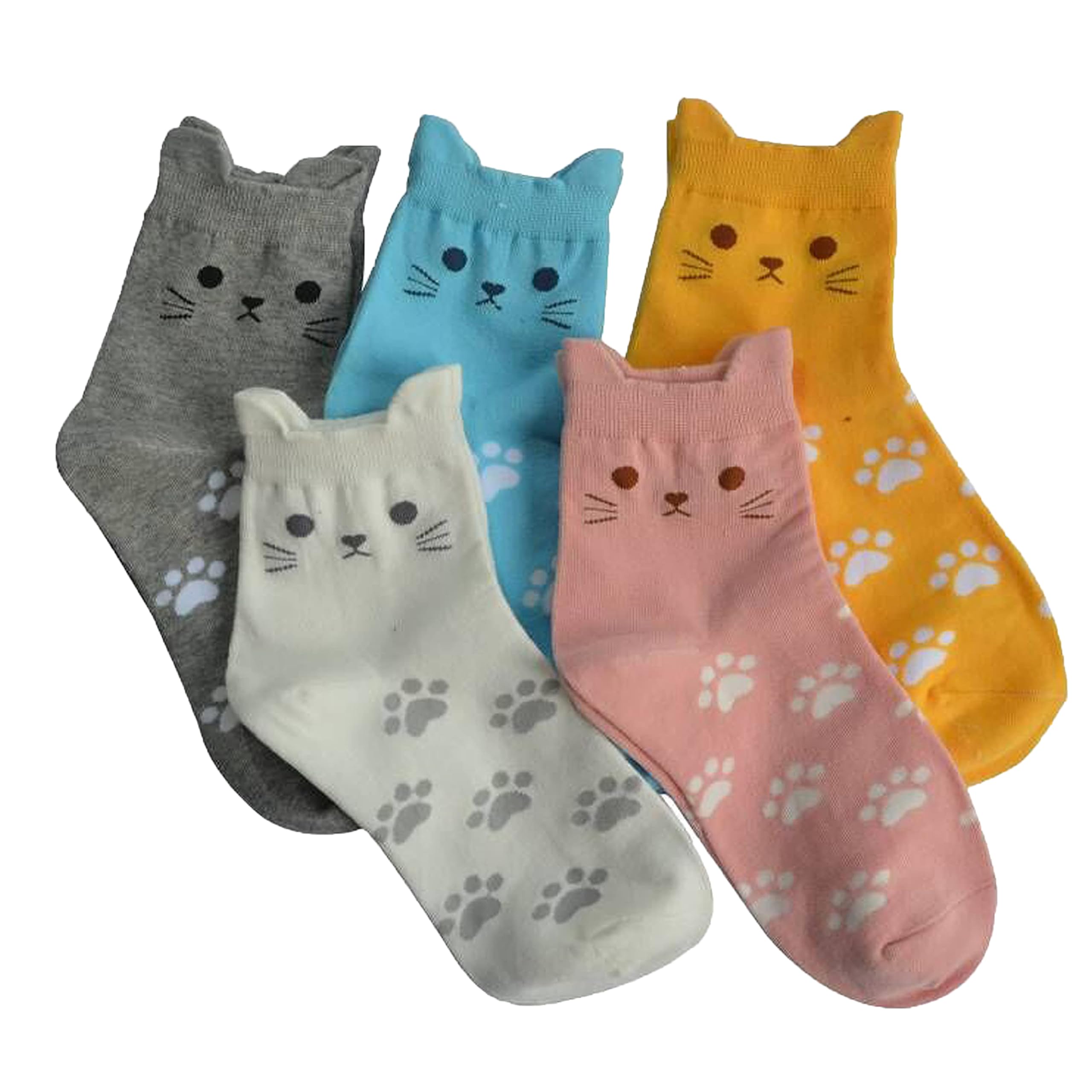 Jeasona5 Pairs Cotton Socks for Women Size 4-9 Over-ankle Length Animal Themed Cute Patterns