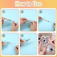 Vista 5 de Kit de 35 piezas de aguja de perforación, juego de herramientas de aguja de perforación ajustable, incluye mango de madera, juego de plumas