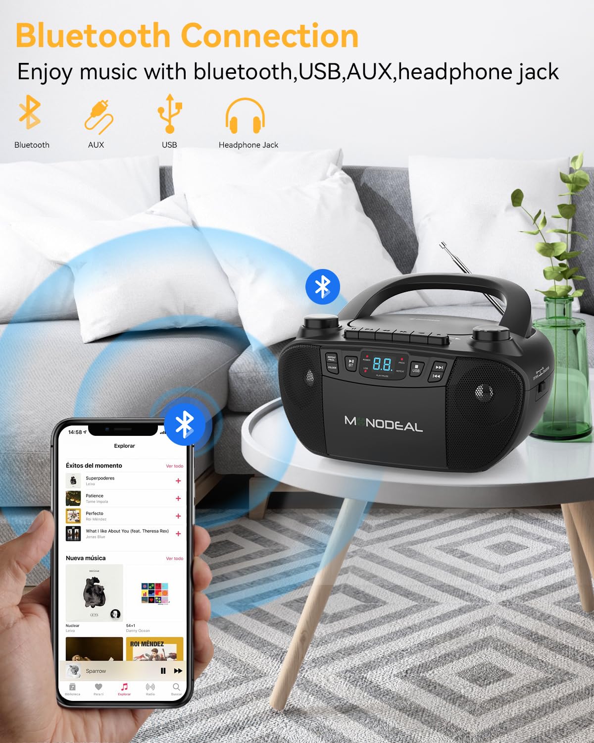 CD Player mit Kassette, Kassettenrekorder, Radio mit CD und Kassette | CD Player mit Radio & USB-Player, Bluetooth CD-Player, AM/FM Radio