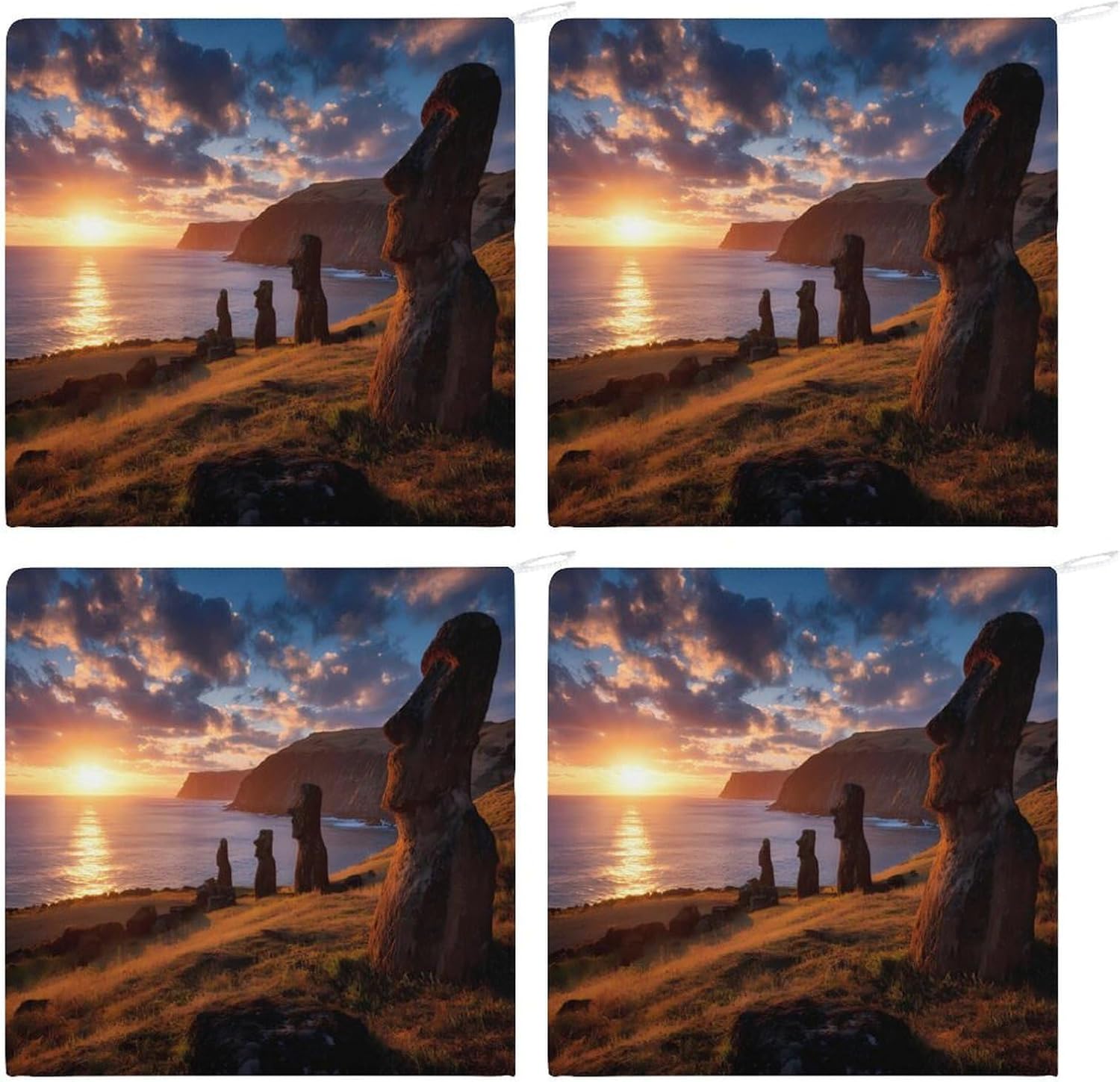 Easter Island Moai Monuments Hand Towels for Bathroom Handkerchief | Absorbent,with Hanging Loop,Kitchen Towels,for Home Hotel,Soft
