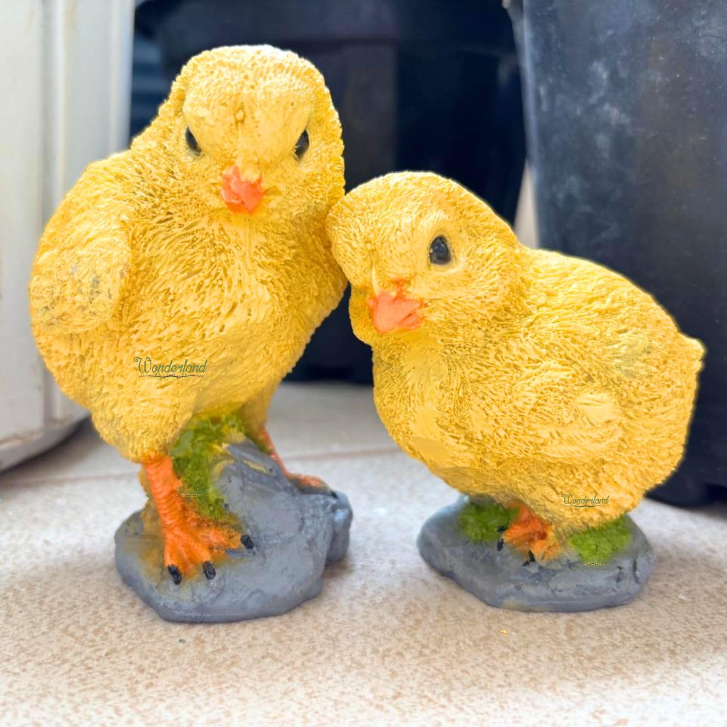 Wonderland Small Yellow Chick Figurines, Set of 2, Resin Easter Spring Garden Decorative Statues-image-49