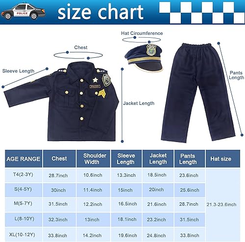 Miniatura 5 de FUNCREVITY Police Officer Costume For Kids Cop Costume Role Play Halloween Costumes Christmas Birthday Gift For Boys Girls