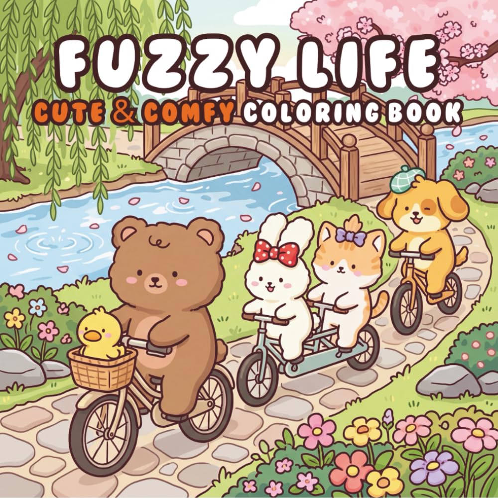 Fuzzy Life: Cute & Comfy Coloring Book: An Adorable Collection of Cozy Animals, Kawaii Scenes, and Relaxing Moments for Kids, Teens, and Adults