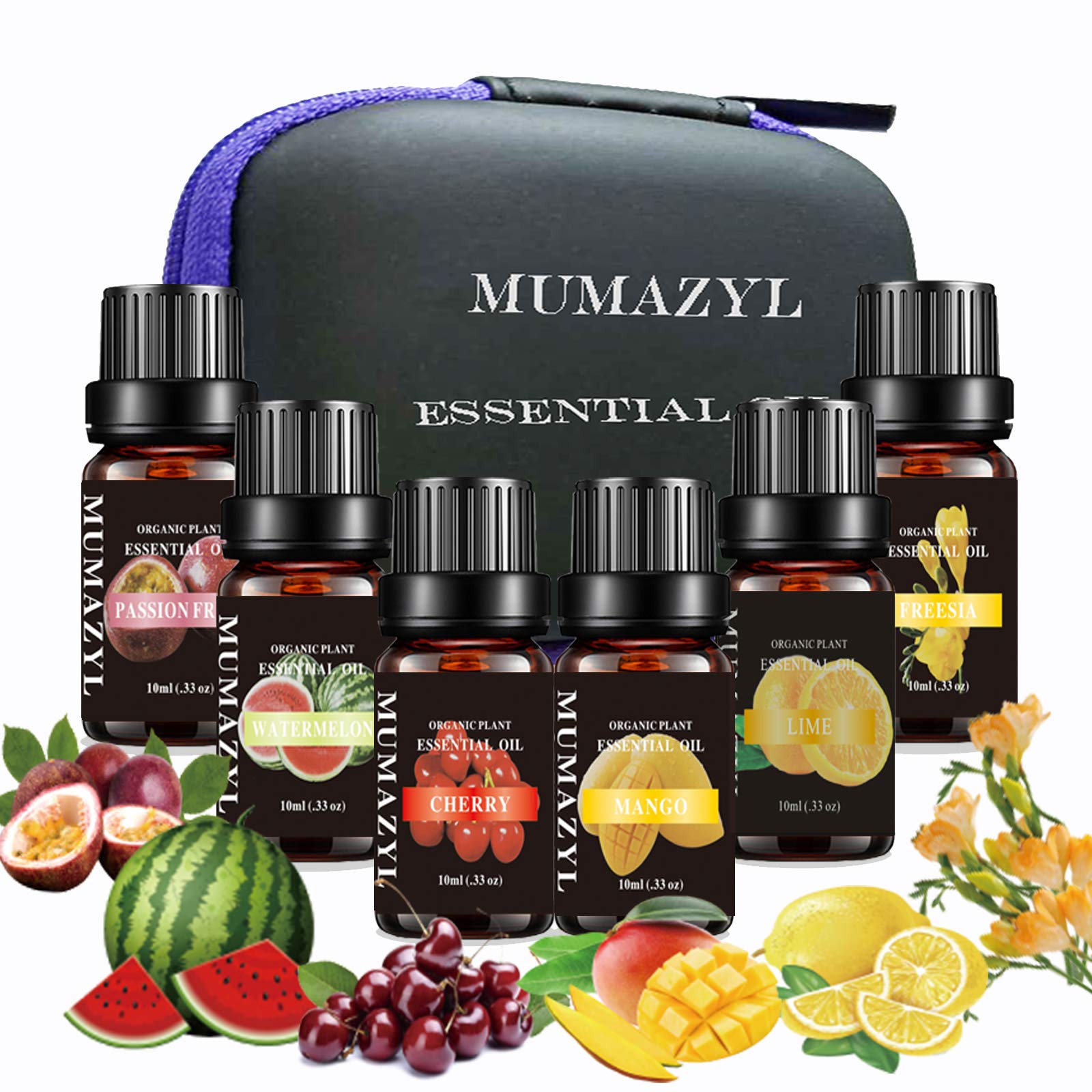 Mango,Watermelon,Passion Fruit,Cherry,Lime,Freesia Essential Oil Sets Organic Plant Natural Pure Grade Oils for Diffuser,Cleaning,Home,Perfumes,6 Pack x 10ML