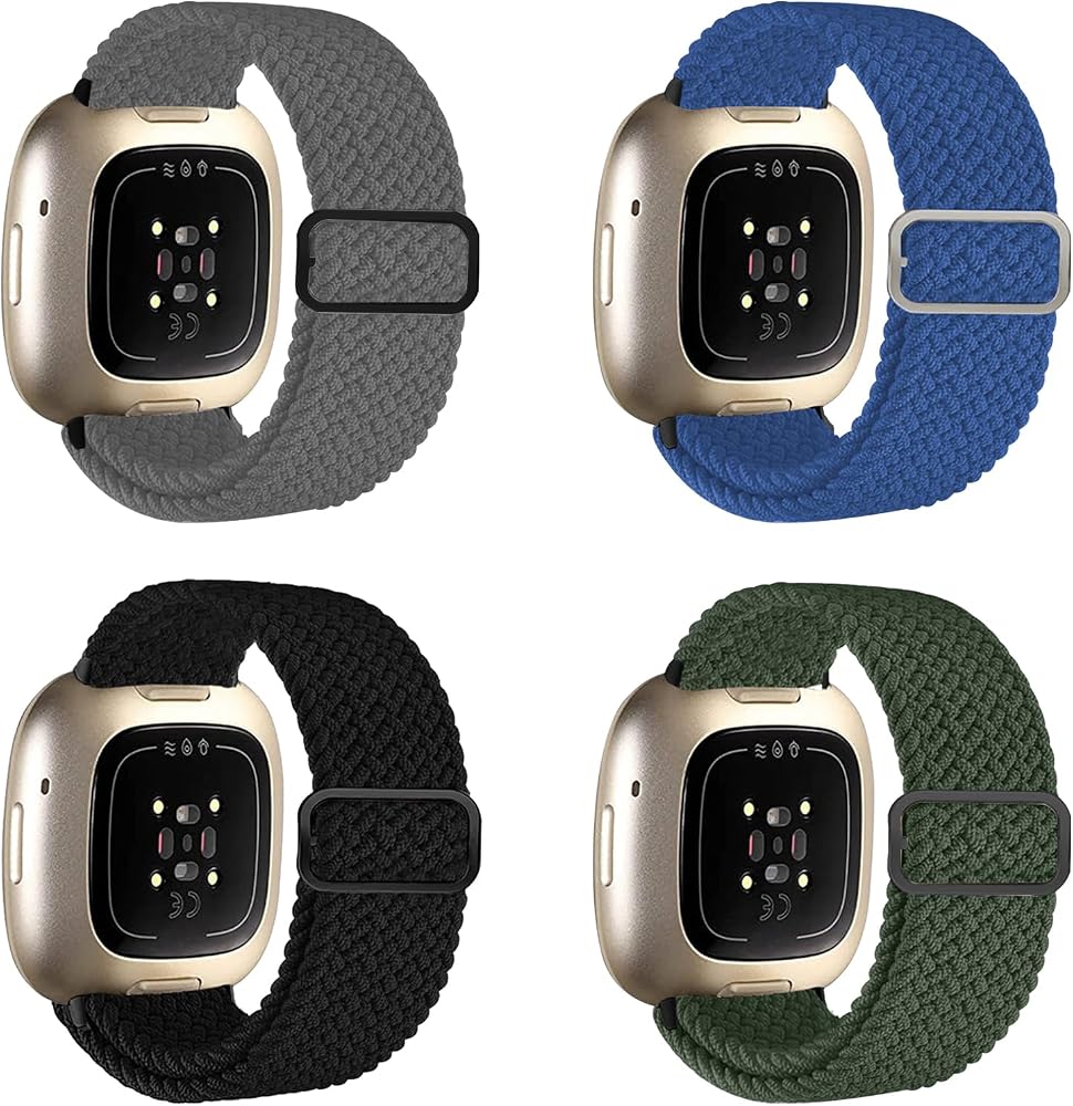 FunBand Compatibile con cinturini Fitbit Versa 3/Versa 4/Sense 2, cinturino di ricambio in morbido silicone per Fitbit Versa 4/Versa 3/Sense 2, Confezione da 3, Small, Classico