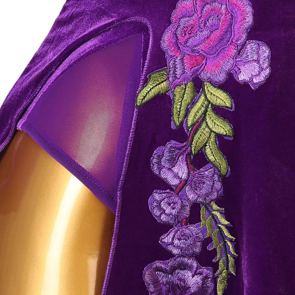 Purple Three-Dimensional Embroidery Side Slit Latin Dance Dress Women's Show Party