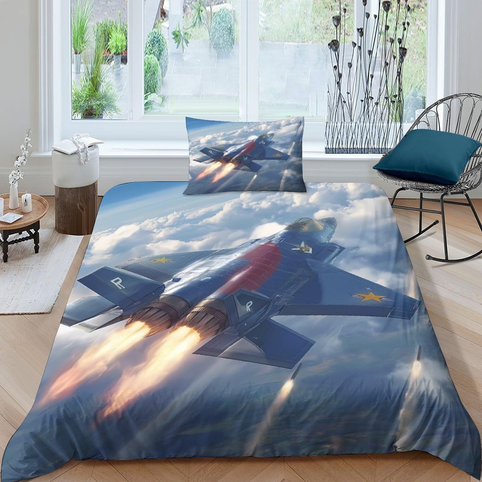 Housse de couette guerrier 3D anti-plis parure lit simple microfibre respirante