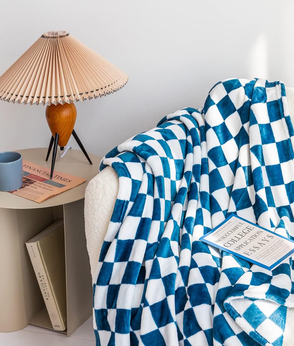 Buffalo Plaid Throw Blanket Flannel Checkerboard Grid Pattern No Pilling Luxury Plush Cozy Flannel Blanket Suitable for Bed Couch Chair (Blue, 78”x90”)