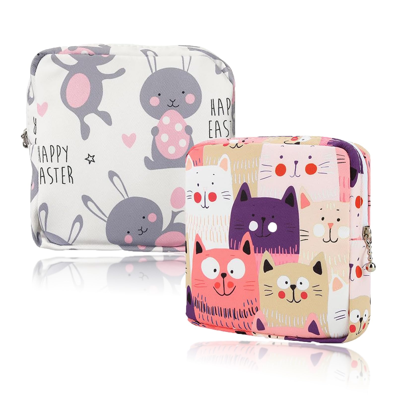 YUISI Sanitary Napkin Storage Bag, Menstrual Pad Bag with Zipper, Multi-Purpose Storage Bag for Napkin, Sanitary Pads, Lipstick, Mini Cosmetic Bag Wash Bag