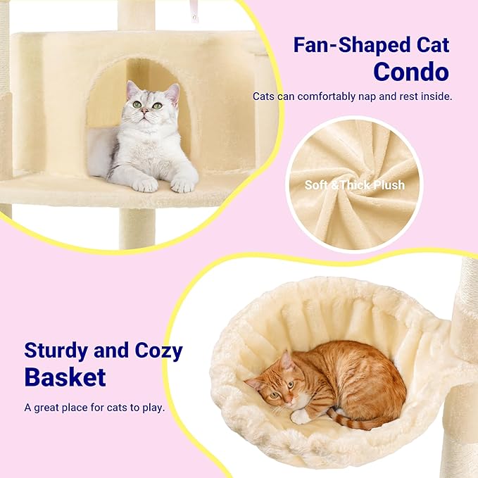 Torre para Gatos Allewie en Forma de Abanico 73in Beige miniatura 6