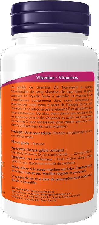 NOW FOODS Vitamin D3 1000Iu, 180 CT