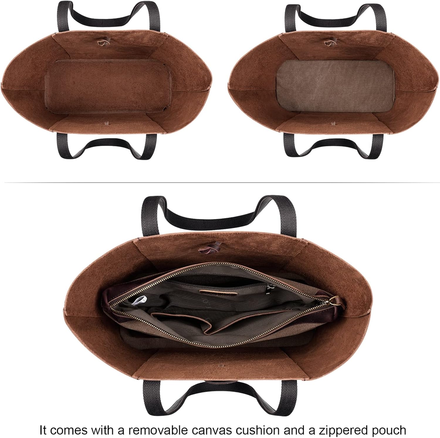 S-ZONE Vintage Genuine Leather Tote Bag for Women Large Shoulder Purse Handbag - Image 5