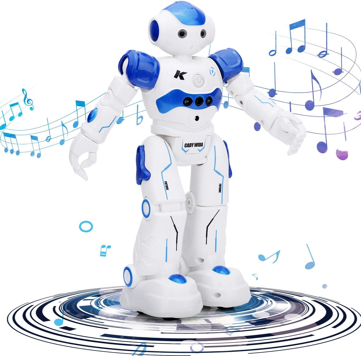 Flyglobal Smart RC Robot Toy for Kids, Gesture Sensing Singing Walking Dancing Robot for Boys Girls, Intelligent Programmable Smart Remote Control Robot Kit Toys Blue