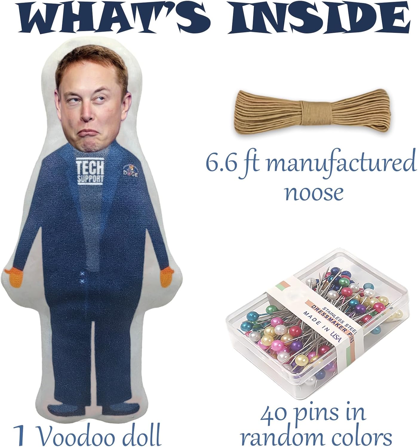 PapaLegba 8 inch Elon, You're Fired!Voodoo Doll Pin Holder with Pins, Stress Reliever Parody Doll Pin Cushion Political Gag Dog Gift -Musk Locally Designed - Image 2