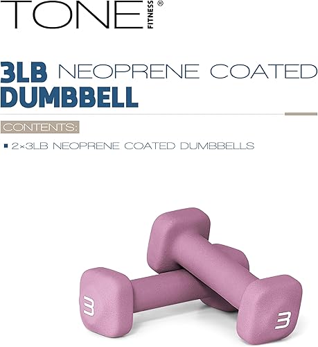 Miniatura 2 de Tone Fitness Neoprene Dumbbell Weight Pairs with Anti-Roll Square Head | Multiple Options