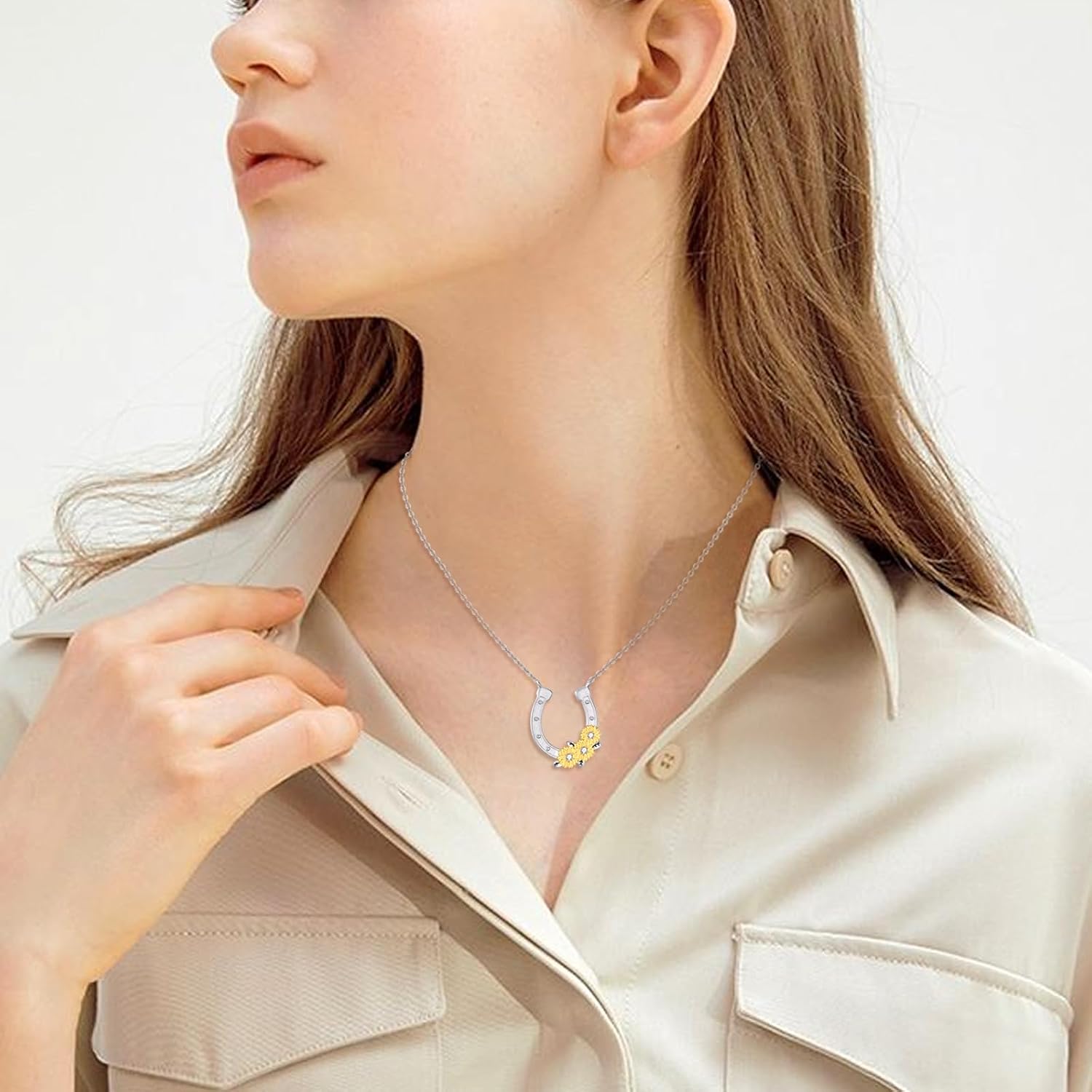 VONALA Horseshoe Necklace 925 Sterling Silver Horseshoe Pendant Necklace Horse Jewelry for Women Western Gifts - Image 6