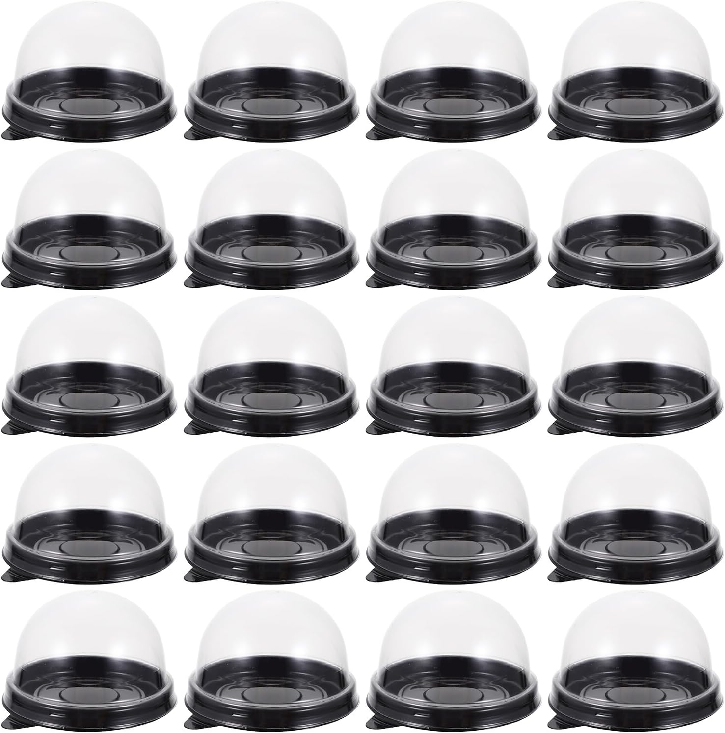 Homoyoyo 100pcs Dome Cake Containers with Black Base for Baking Bakery Supplies, Individual Moon Cake Wrapping Boxes, Food-grade Packaging for Pastries and Egg-yolk Puff Storage