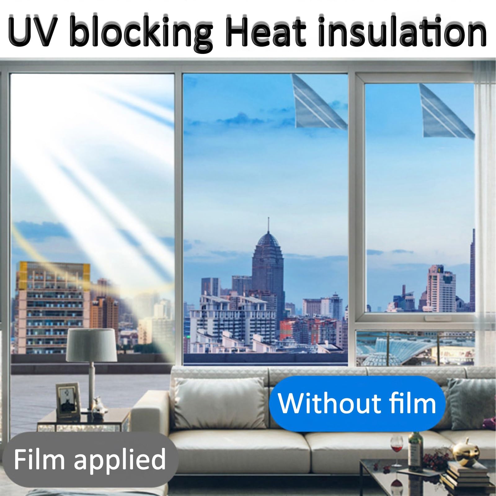 Película Para Ventana Plateada/Negra Espejo - 30 X 20 Pies | Bloquea Calor Y Da Privacidad