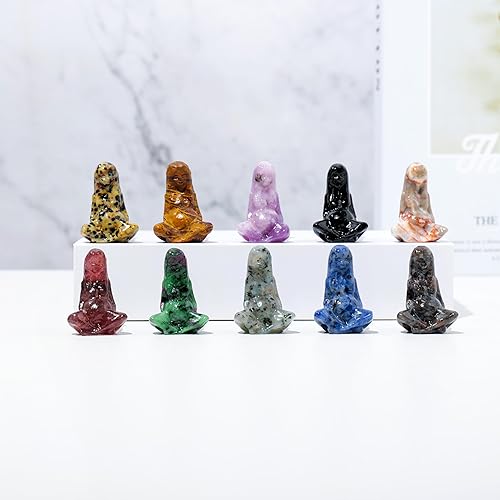 Miniatura 5 de Runyangshi Tallas de cristal de obsidiana negra natural de 1.5 pulgadas, figura de madre tierra, tallada a mano, estatuas de cristal curativo,