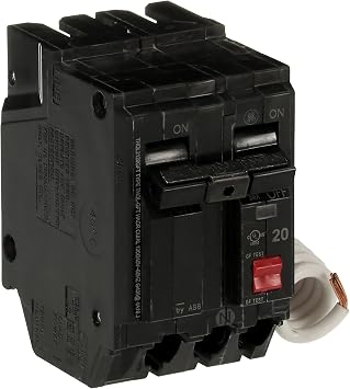 ABB Q-Line THQL2120GFTP 20A Double Pole Circuit Breaker 20 Amp Double Pole Ground Fault Breaker with Self-Test 120/240 VAC 2-Pole GFCI Breaker Ground Fault Circuit Interrupter