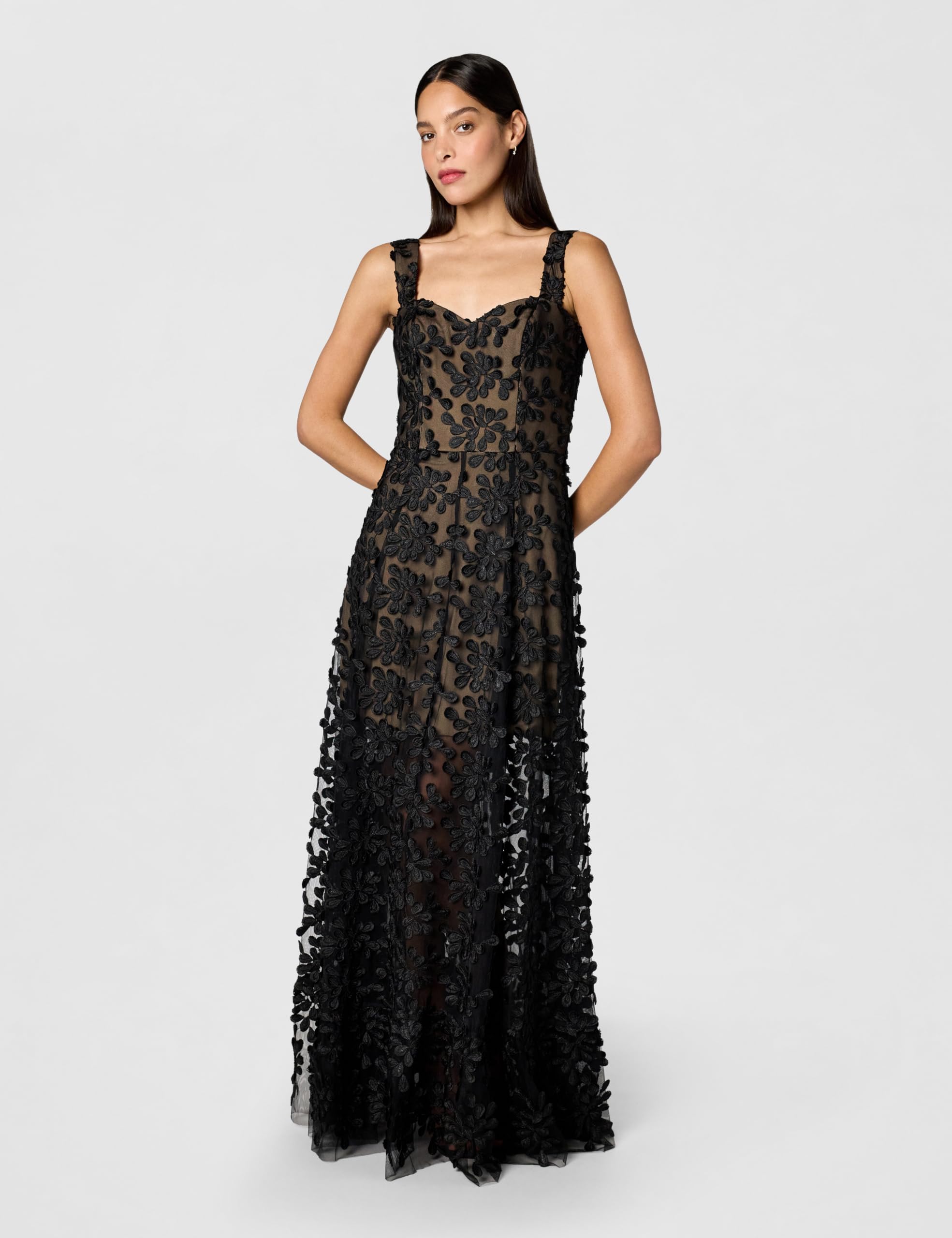 Dress The Population Womens Anabel Sweetheart Bustier Maxi Dress: Medium Black