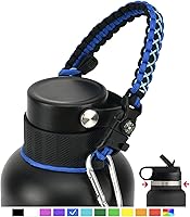Vista 33 de Asa de cuerda de paracaídas para botellas Hydroflask 2.0 de boca ancha y estándar, con nuevo soporte de anillo de seguridad, 12oz - 64oz