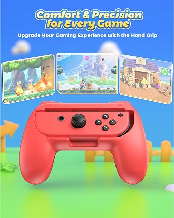 FYOUNG Hand Grips Compatible with Switch/Switch OLED Model Controllers, Grip Compatible with Switch Joy Con - Blue and Red (2 Packs)