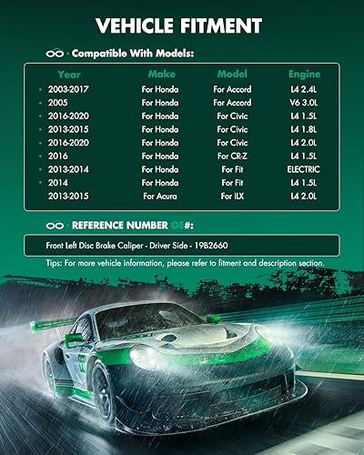 Miniatura 3 de SCITOO Pinza de freno delantera izquierda con soporte 19B2660 compatible con Acura ILX 2013-2015, Honda Civic 2013-2021, Honda CR-Z 2016, Honda Fit