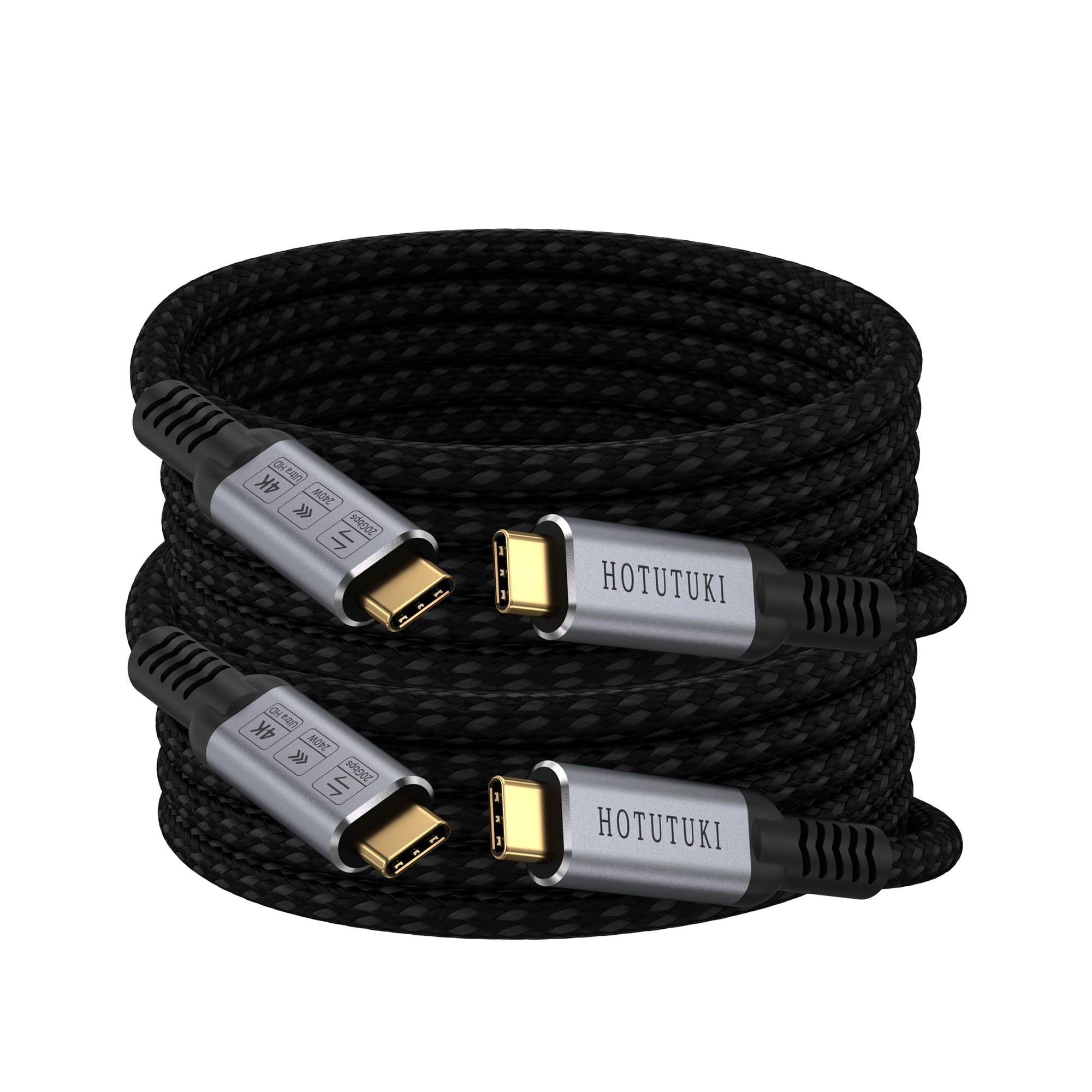 USB C Kabel auf USB C 3m[2 Stück 3m] Kompatibel mit Thunderbolt 4/3 Cable,USB 3.2 Gen2 Typ C,20 Gbps Datenübertragung,240W 20V/5A Schnellladekabel,4K Video usbc Display für Laptop,Monitor