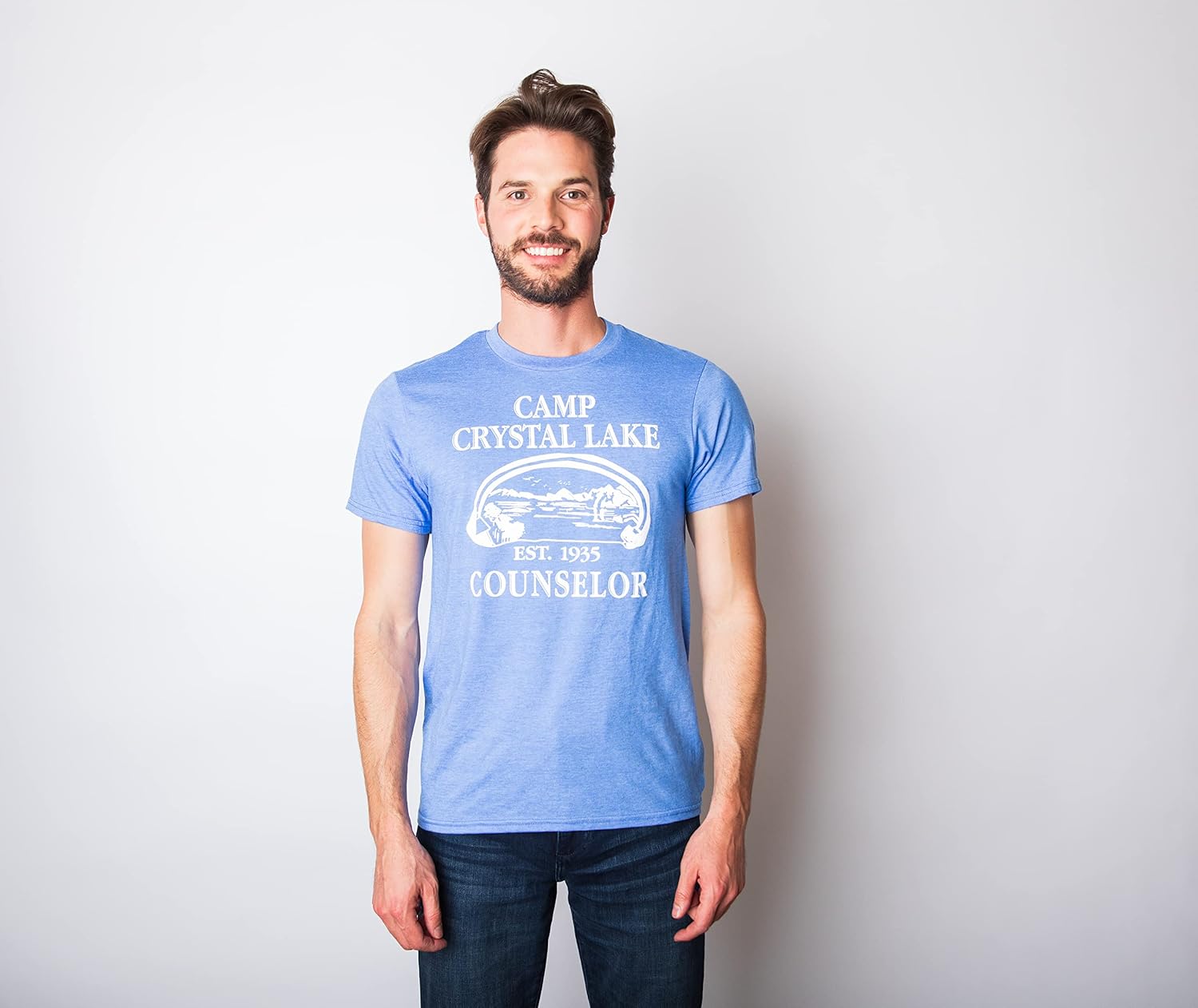 Mens Camp Crystal Lake T Shirt Funny Shirts Camping Vintage Horror Novelty Tees (Black) - L