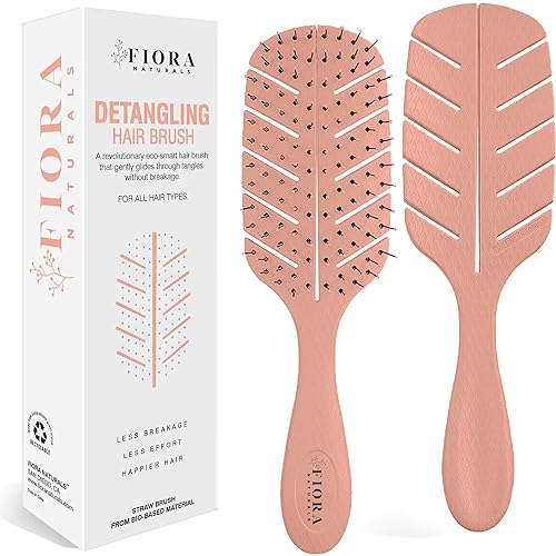 Vista 11 de Fiora Naturals - Cepillo desenredante 100% ecológico con cerdas ultrasuaves que se deslizan a través de los enredos con facilidad, para cabello Negro
