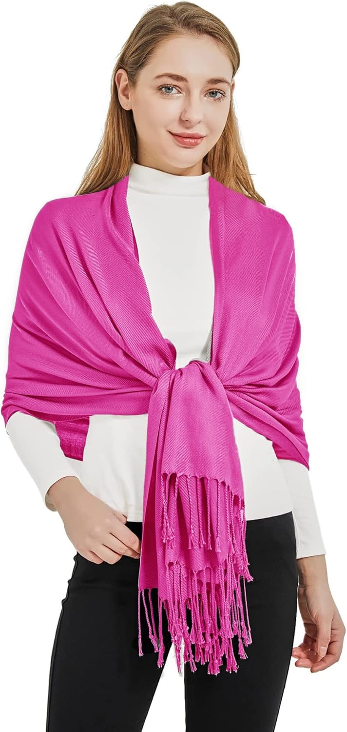 Soft Silky Pashmina Shawl Wraps Solid Colors Scarf for Wedding Evening Dresses