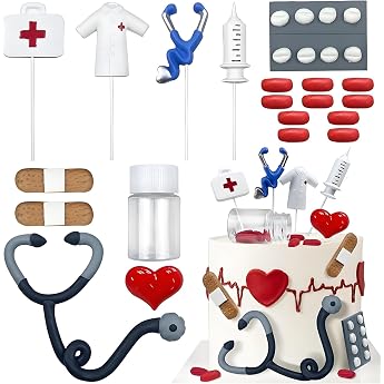 Nurse Cake Decoration Nurse Graduation Cake Medical Equipment Graduation Decoration Accessories Medical Staff Theme Party Doctor Party Accessories