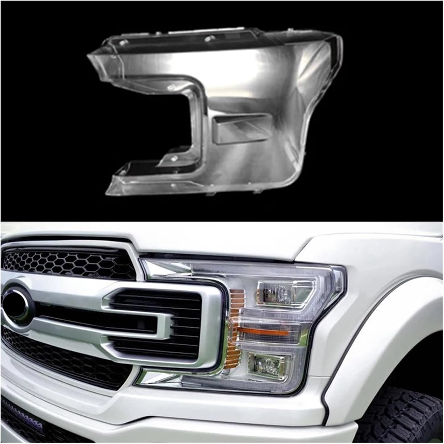 QUNCH ヘッドライトシェル透明 Lampshdade ヘッドランプカバーランプシェードレンズ F-150 2019 2020 用
